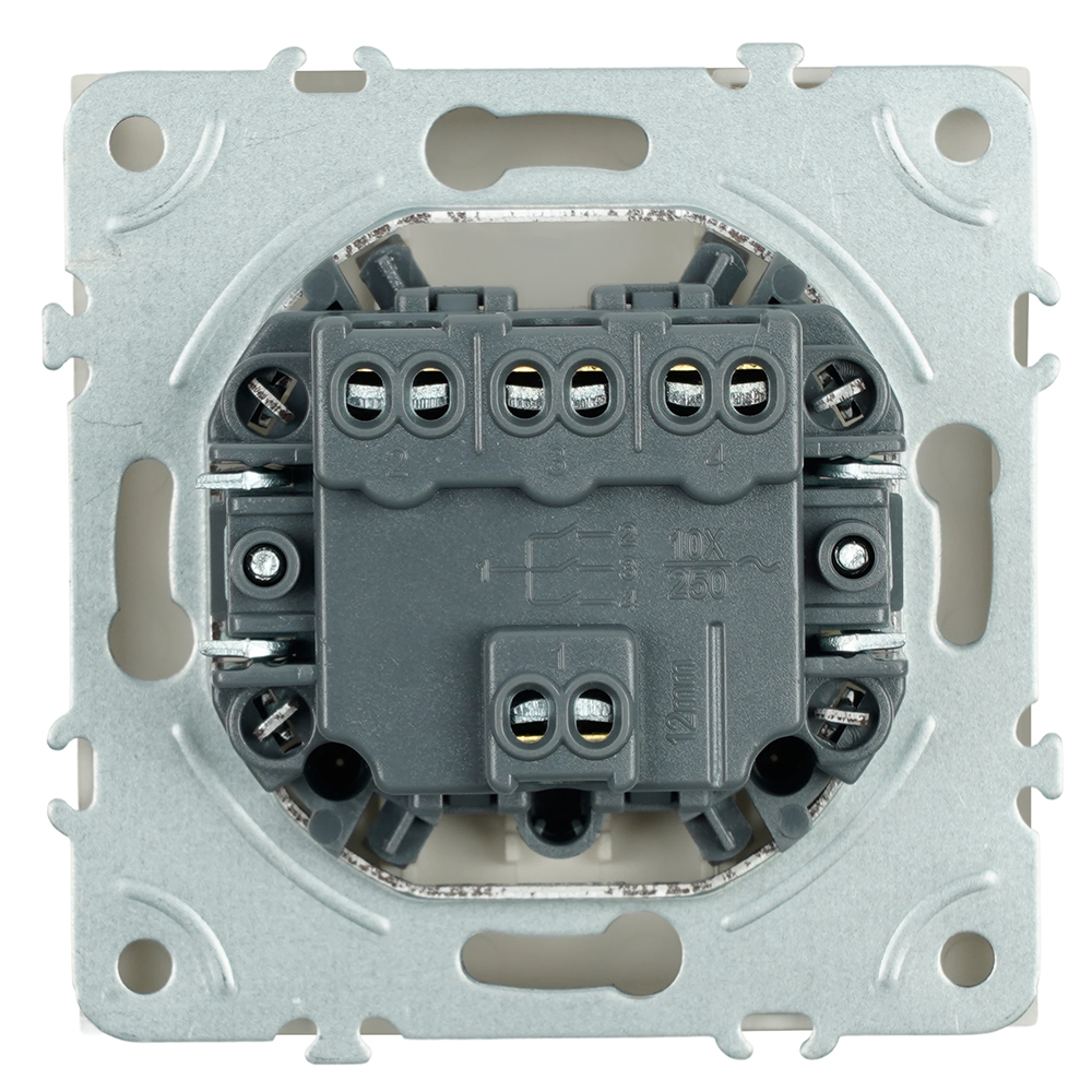 Выключатель 3-клавишный (механизм), STEKKER, 250В, 10А, серия Эмили, RSW10-5108-08, кашемир, soft touch