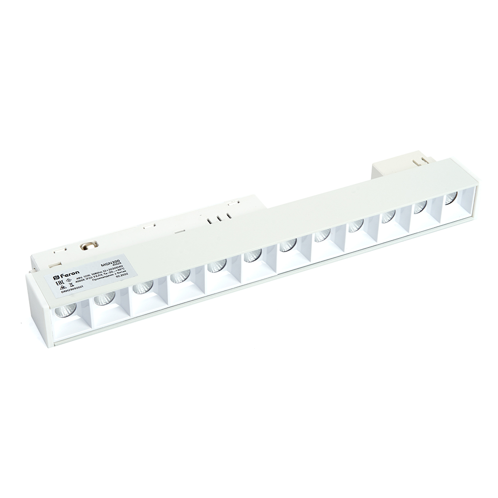 Светильник светодиодный Feron MGN300 трековый низковольтный 12W, 1080 Lm, 4000К, 30 градусов, белый Светильник светодиодный Feron MGN300 трековый низковольтный 12W, 1080 Lm, 4000К, 30 градусов, белый