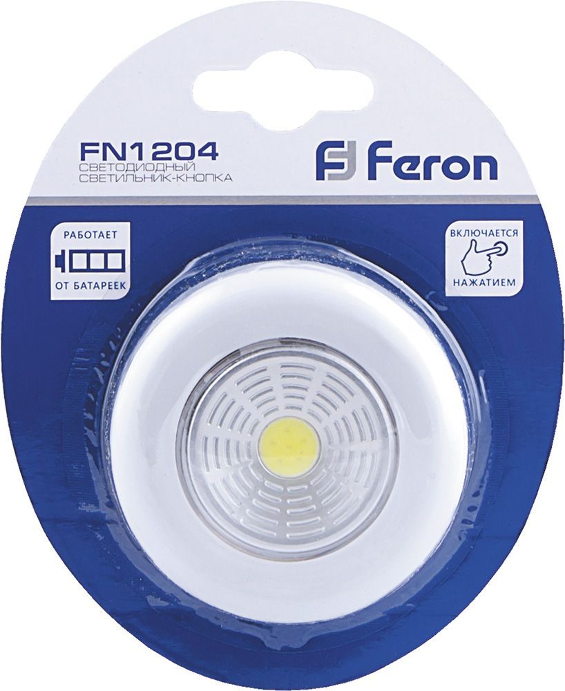 Светодиодный светильник-кнопка Feron FN1204 (1шт в блистере), 2W, серебро Светодиодный светильник-кнопка Feron FN1204 (1шт в блистере), 2W, серебро