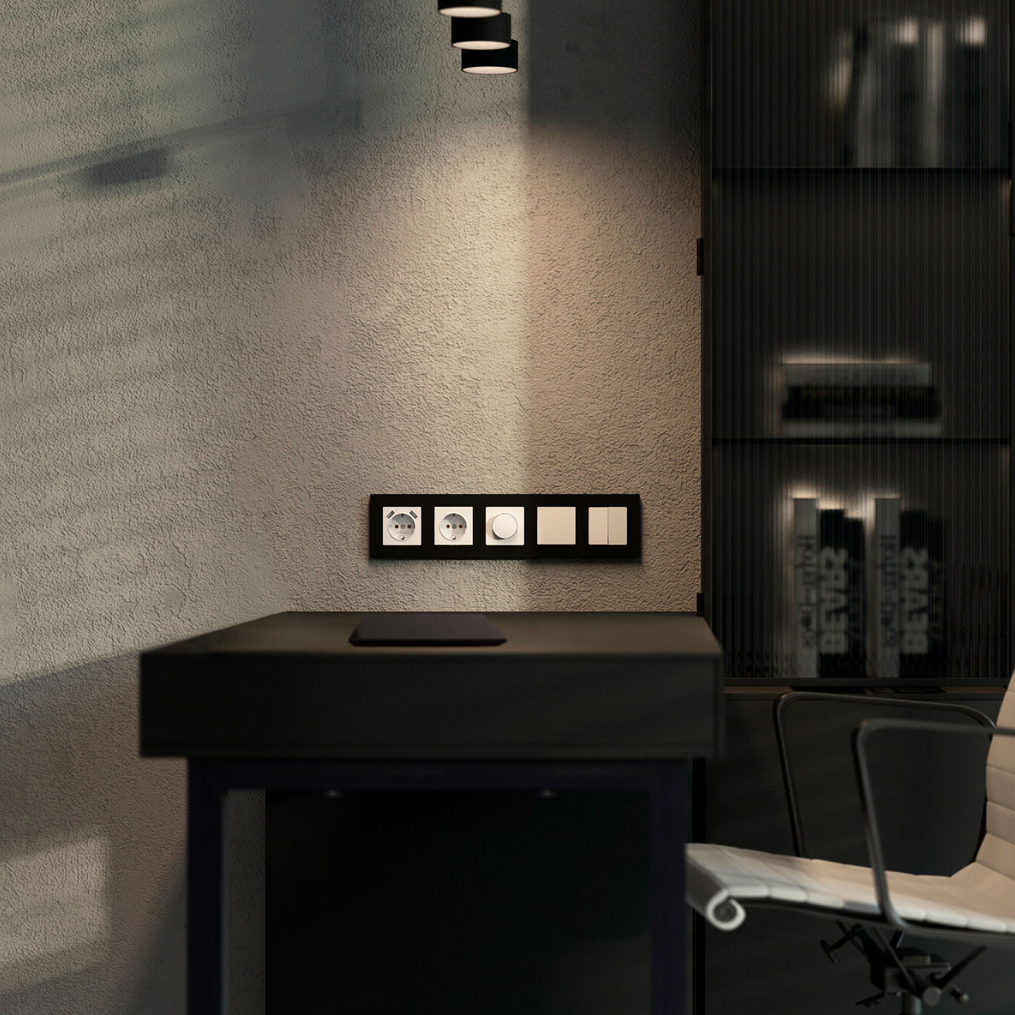 Рамка на 5 постов Slab (черный софт) W0052908