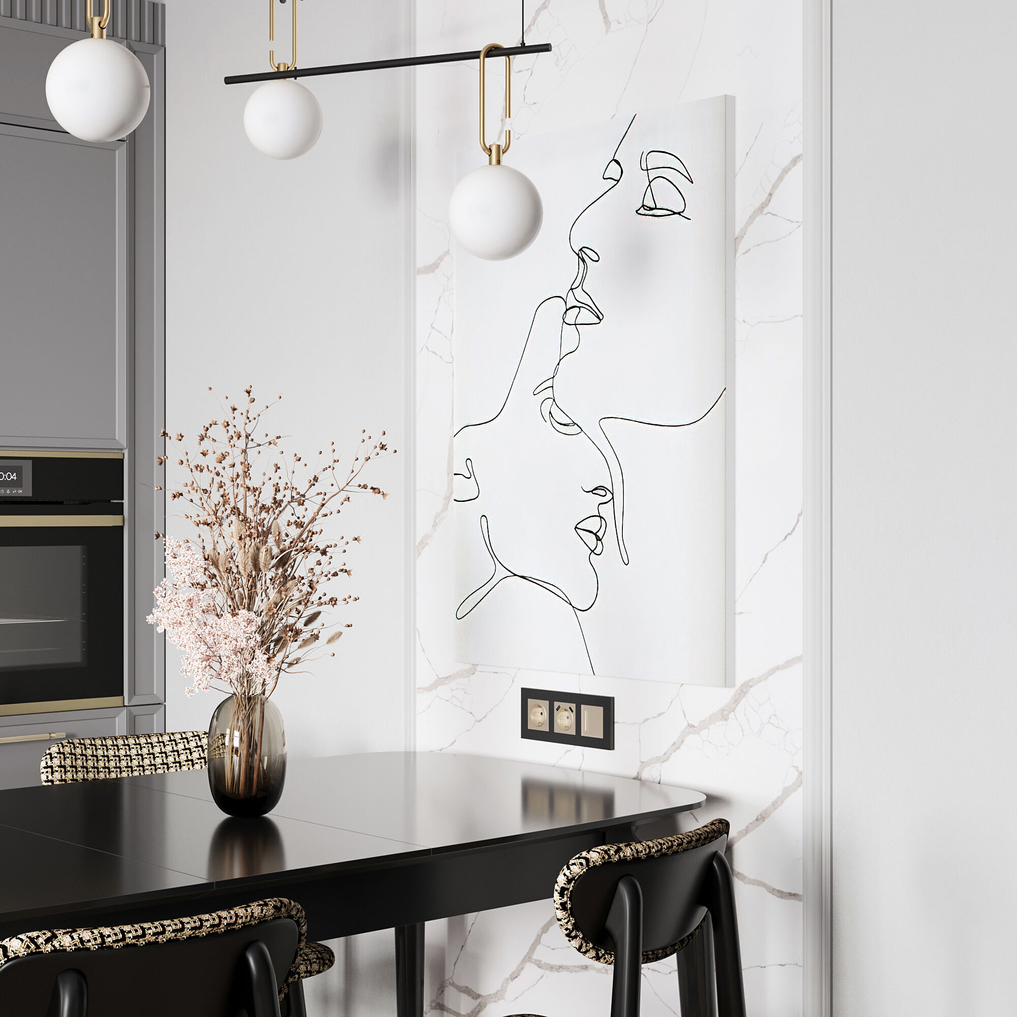 W0032908/ Рамка на 3 поста Slab (черный софт)