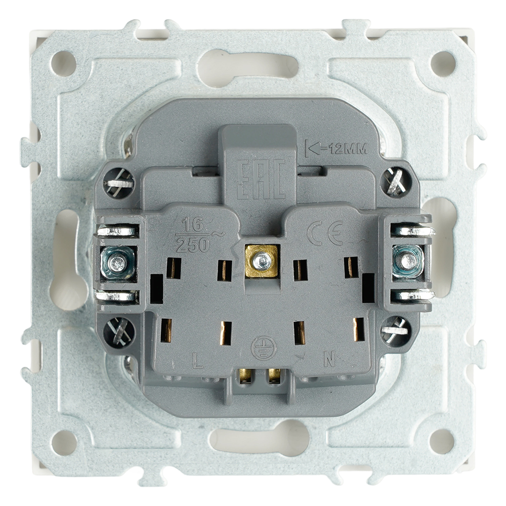Розетка 1-местная с з/ш, с/з (механизм), СЗК, STEKKER, 250В, 16А, серия Эмили, RST16-5110-01ZK, белый фарфор, soft touch
