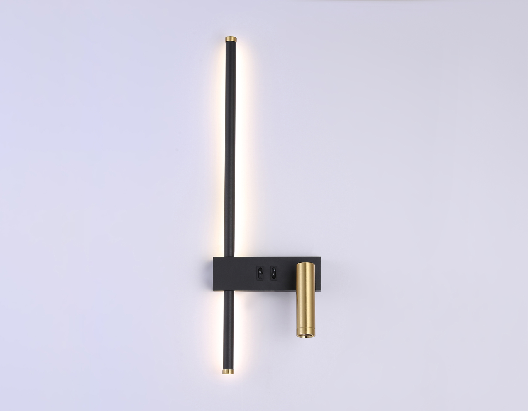 Настенный светильник Ambrella FL5209/2 BK/GD черный песок/золото LED 4200K 7W+5W 500*160*111.5