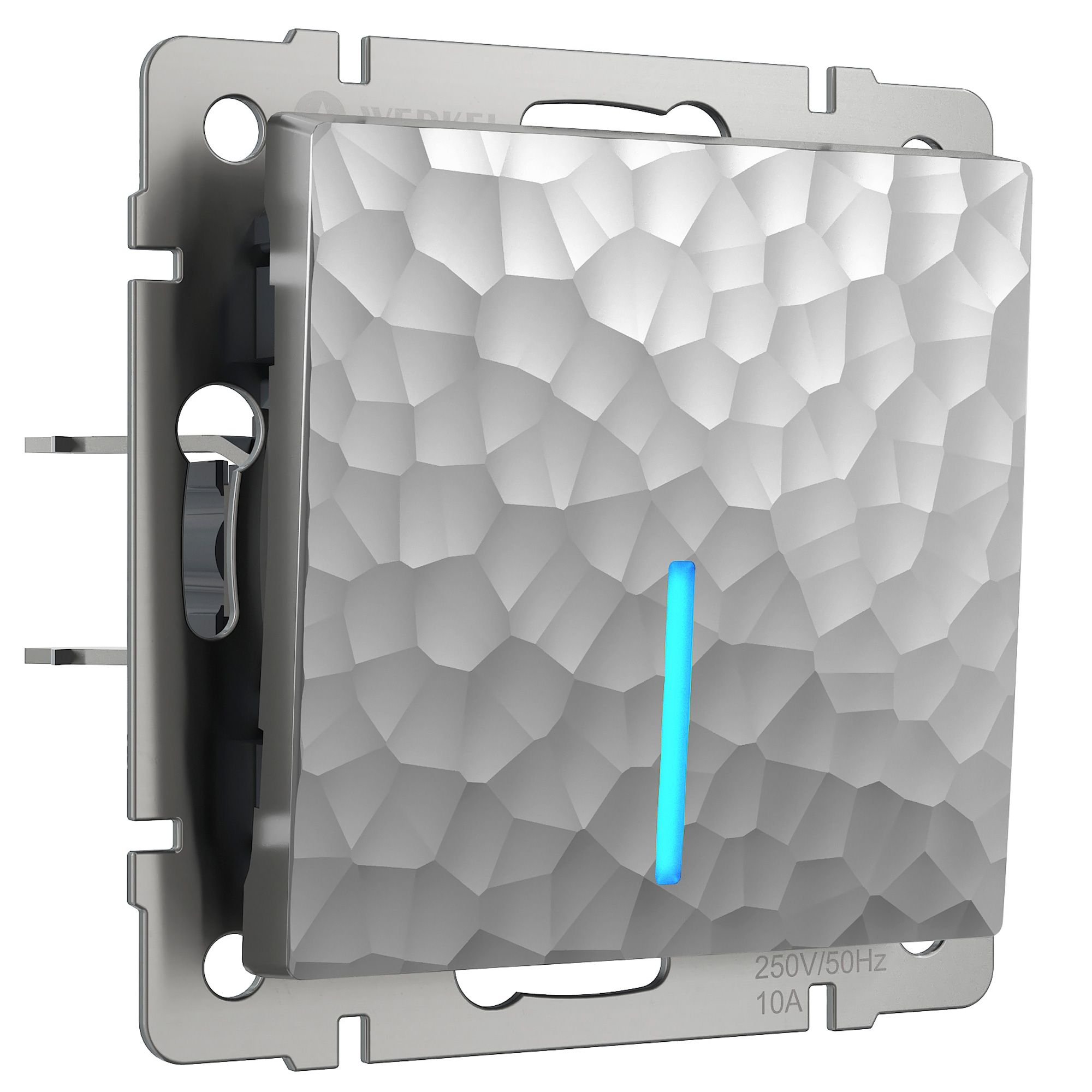 Выключатель одноклавишный с подсветкой Werkel Hammer (серебряный) / W1210106 / a052082