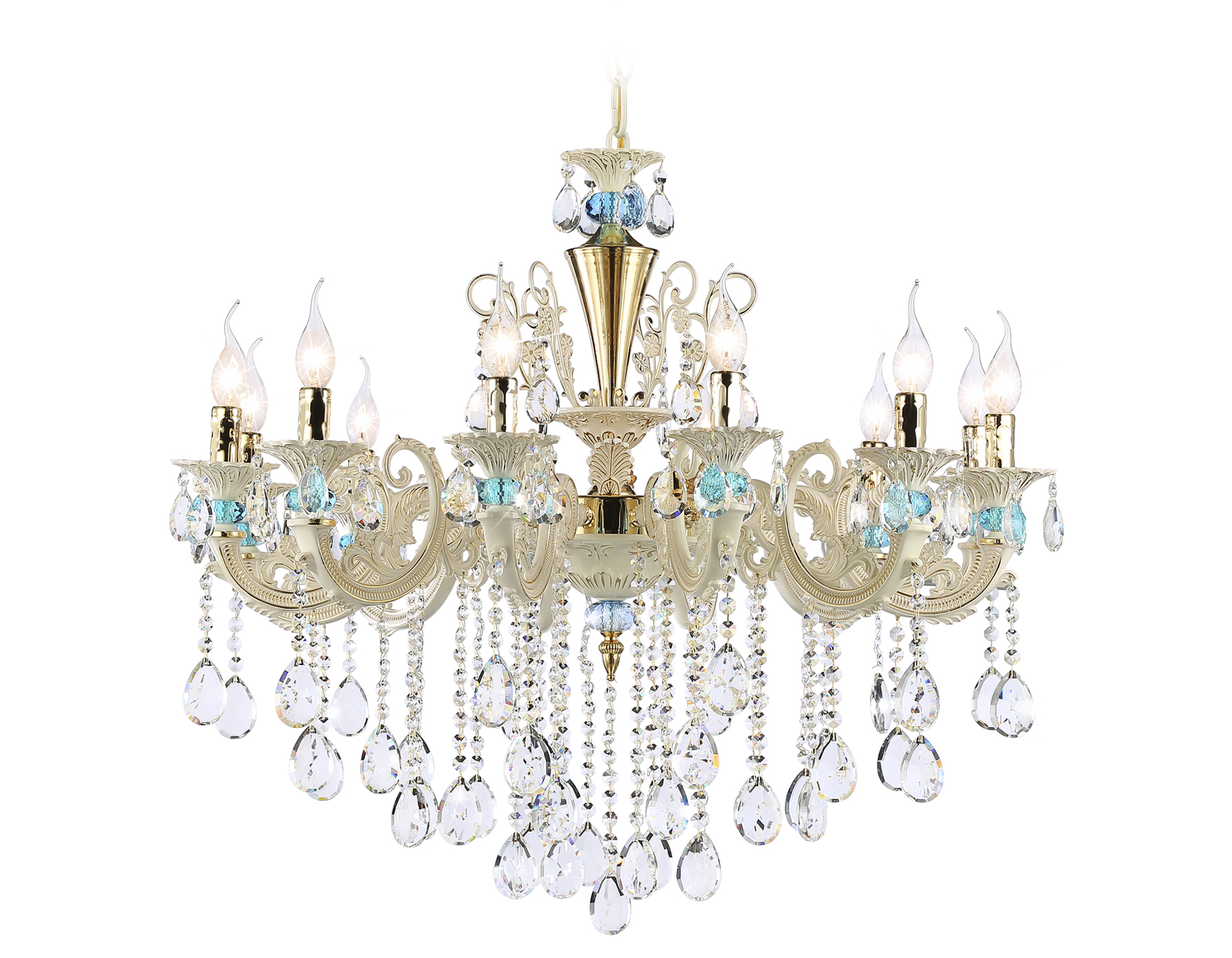 Подвесная люстра TR4929/12 GD/WH/CL золото/белый/прозрачный E14*12 max 40W D910*680