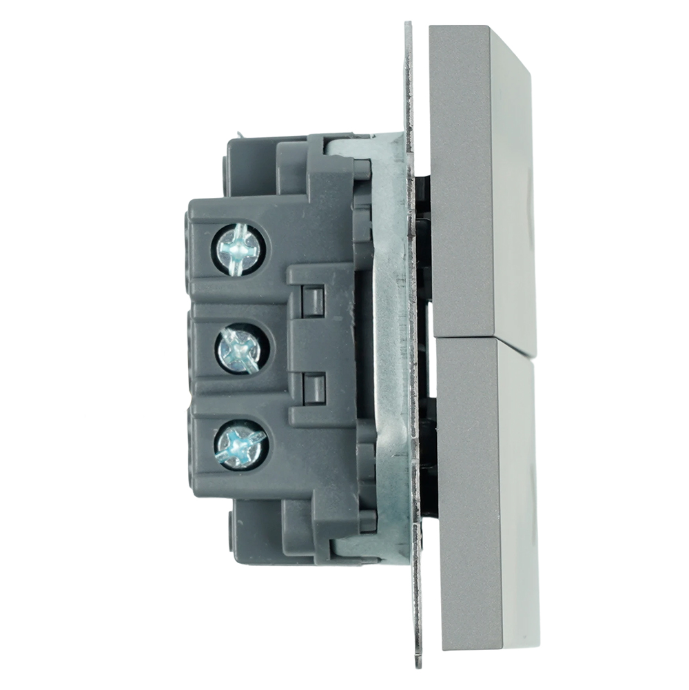 Выключатель 2-клавишный самовозвратный (механизм), STEKKER, 250В, 10А, серия Эмили, RSW10-5113-10, платиново-серый, soft touch