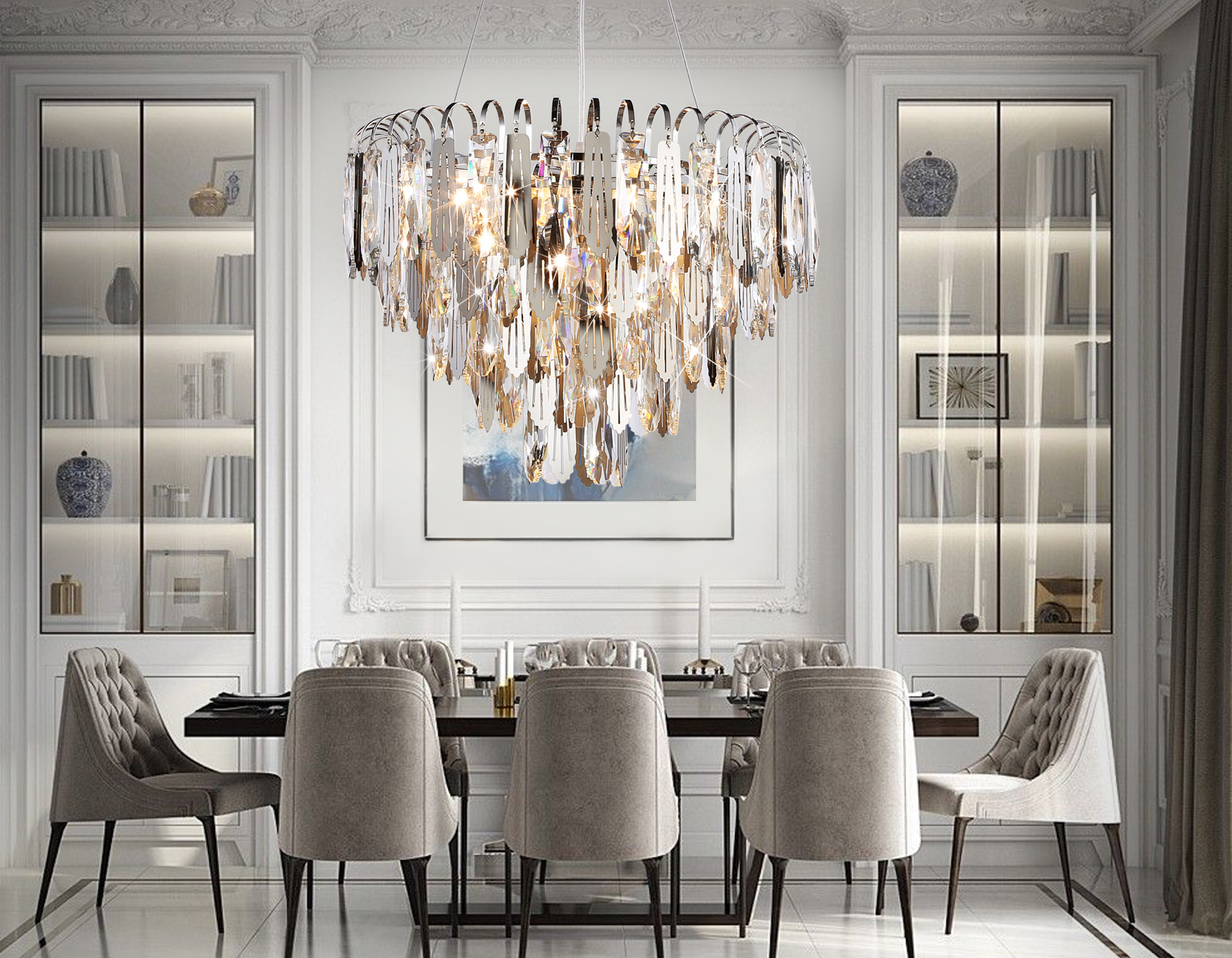 Подвесная люстра TR5255/8 CH/CL хром/прозрачный E27*8 max 40W D500*350