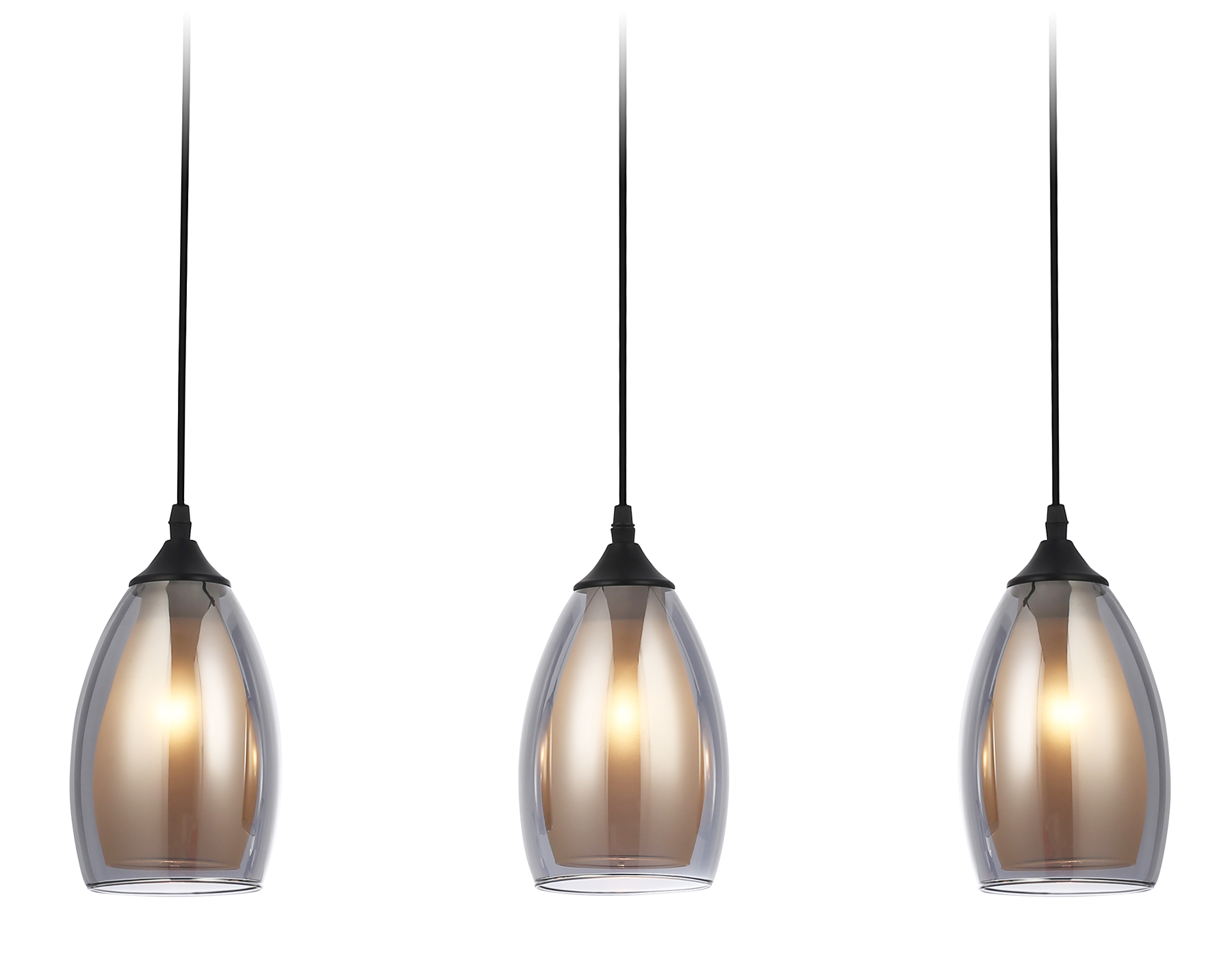 Светильник подвесной Ambrella TR3537/3 BK/SM/FR черный/дымчатый/белый матовый E27/3 max 40W 640*120*820