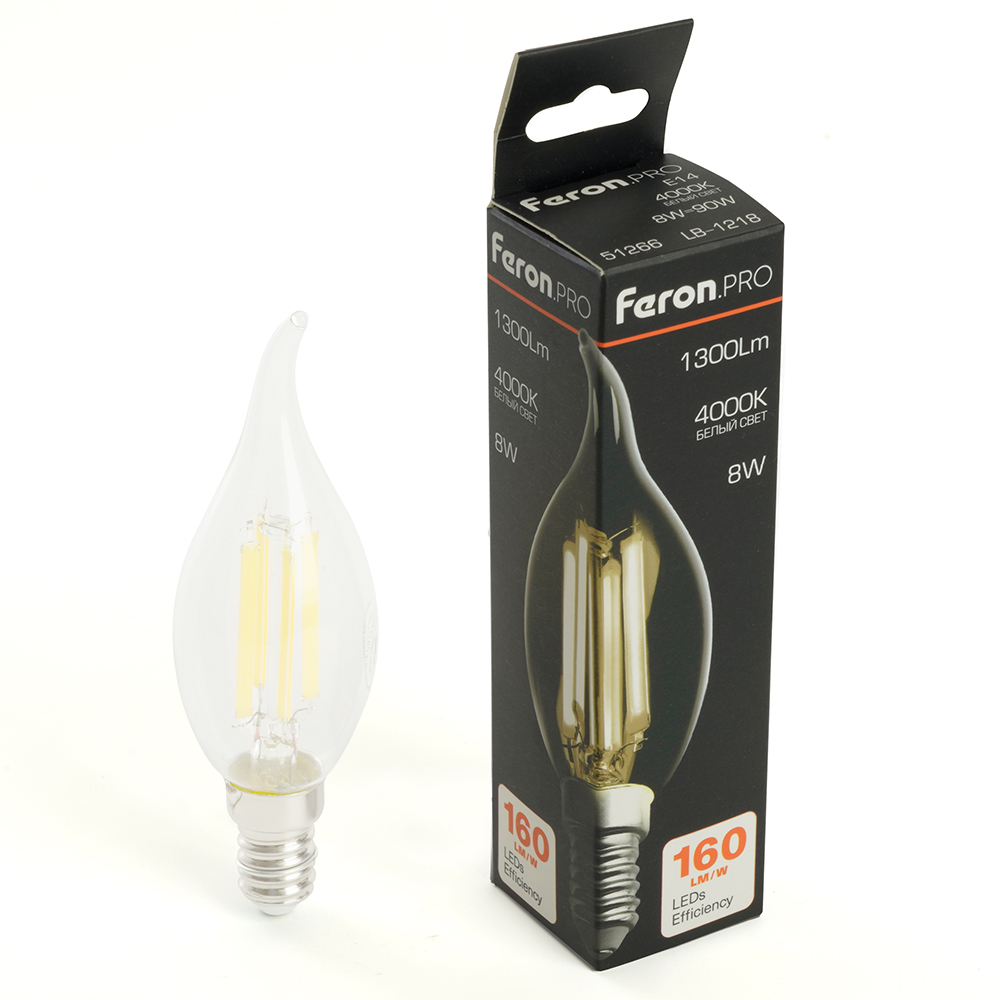 Лампа светодиодная Feron.PRO LB-1218 Свеча на ветру E14 1300LM 8W 175-265V 4000K Лампа светодиодная Feron.PRO LB-1218 Свеча на ветру E14 1300LM 8W 175-265V 4000K