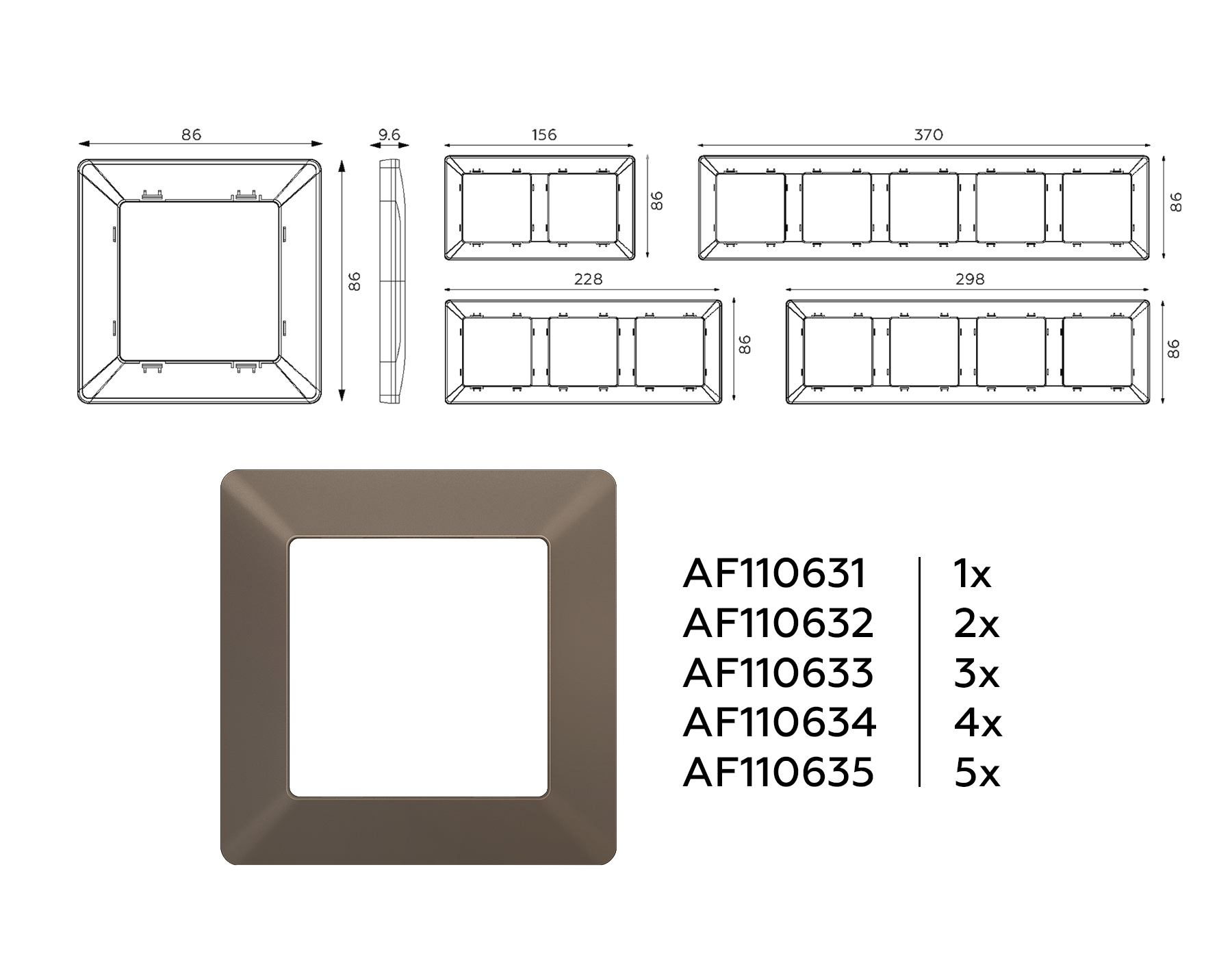 AF110634 Рамка ALFA Line (Темная бронза матовый) 4-ая