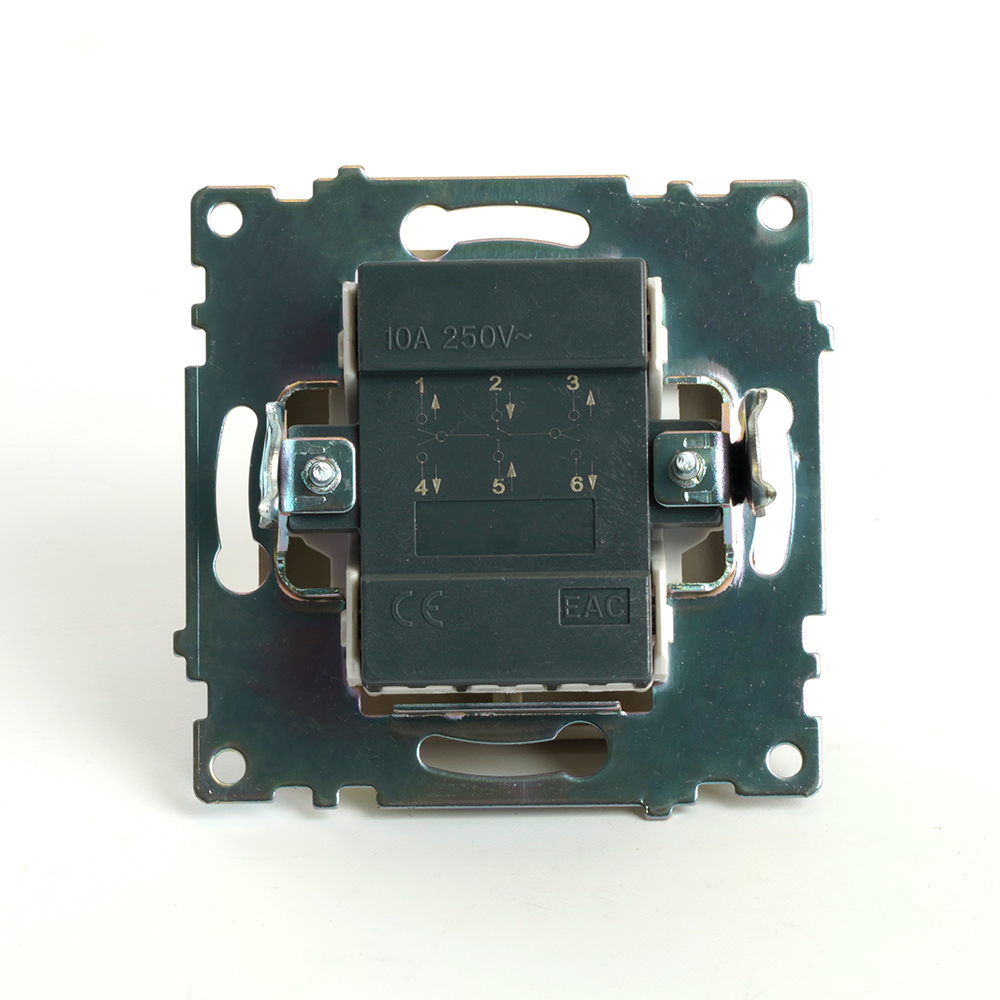 Переключатель 2-клавишный (механизм), STEKKER, GLS10-7107-08, 250В, 10А, серия Катрин, золото