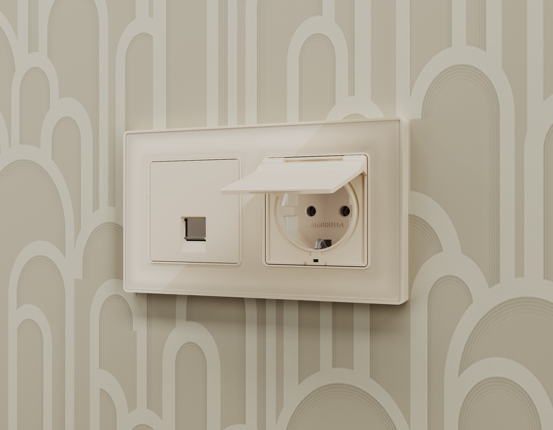 MA332010 Комплект механизма компьютерной розетки ALFA Бежевый матовый RJ-45(8P8C) CAT6 с шторкой QUANT (AP3320, VM188)