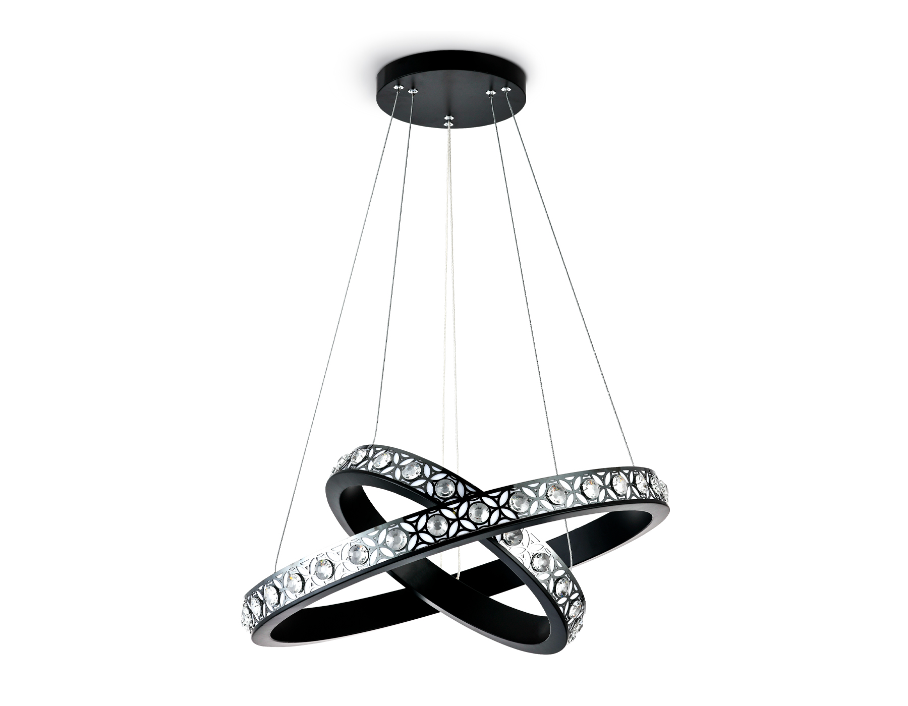 Подвесной светодиодный светильник с пультом Ambrella FA171/2 BK/DCH черный/черный хром 86W D600*800 (ПДУ РАДИО 2.4G)