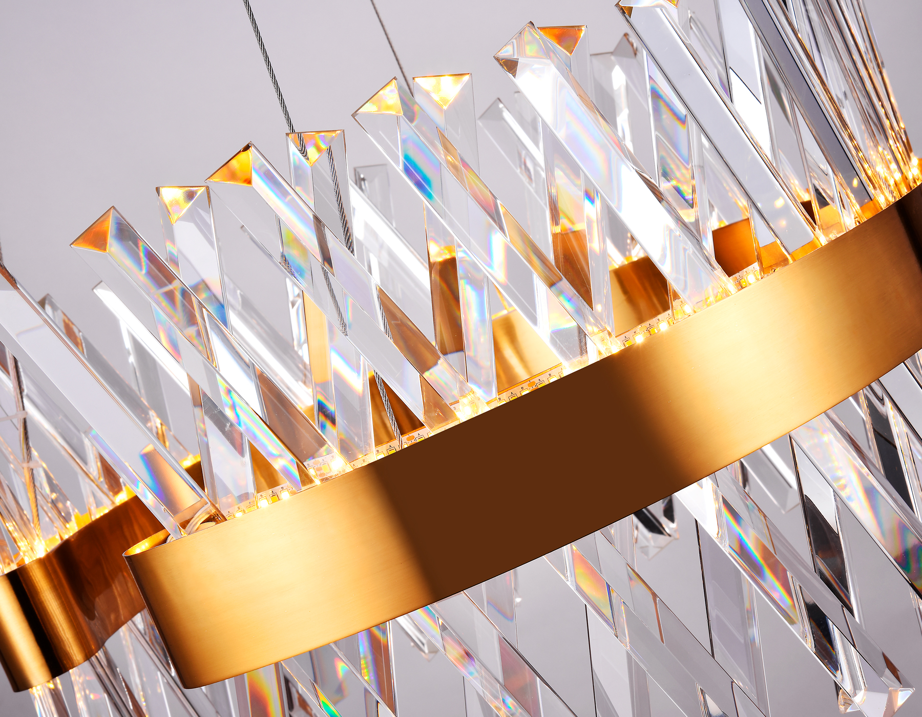 Хрустальный подвесной светодиодный светильник Ambrella TR5309 GD/CL золото/прозрачный 100W D500*750 (Без ПДУ)