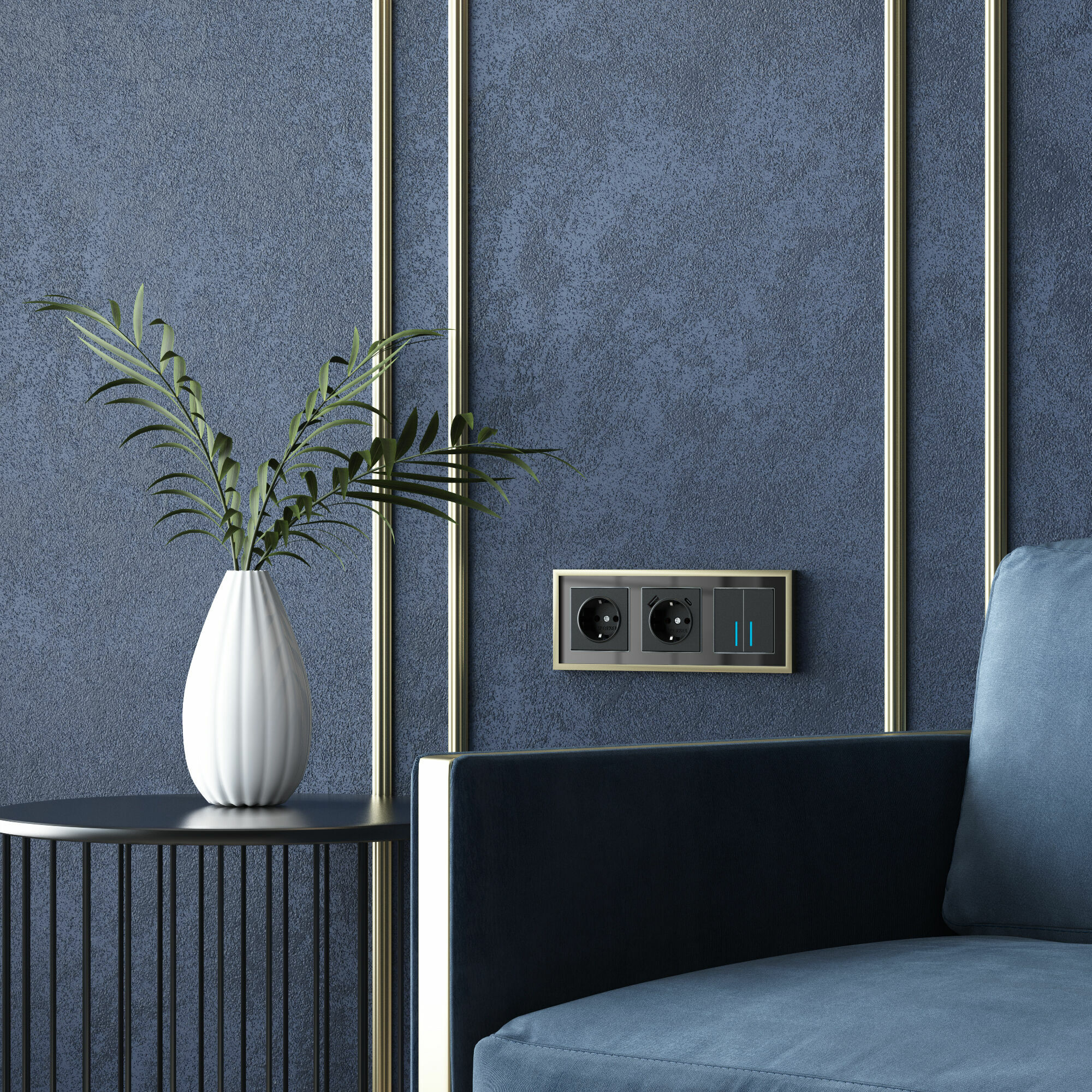 Рамка на 3 поста Baguette Werkel (черный/латунь) W0032852