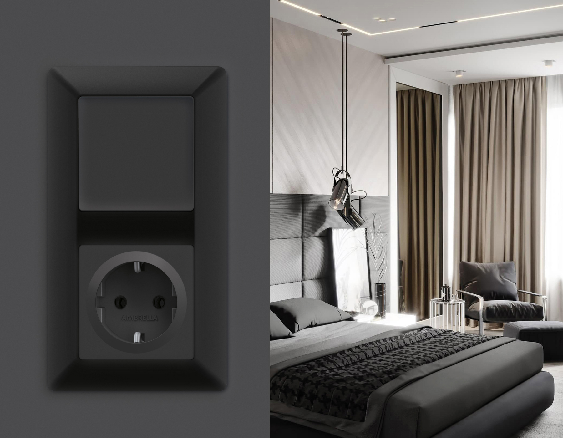 AP9060 Лицевая панель ALFA (Графит Мягкое касание) для электрической розетки с/з QUANT