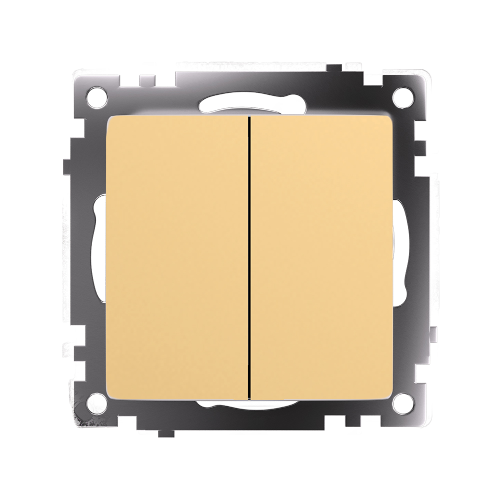 Переключатель 2-клавишный (механизм), STEKKER, GLS10-7107-08, 250В, 10А, серия Катрин, золото