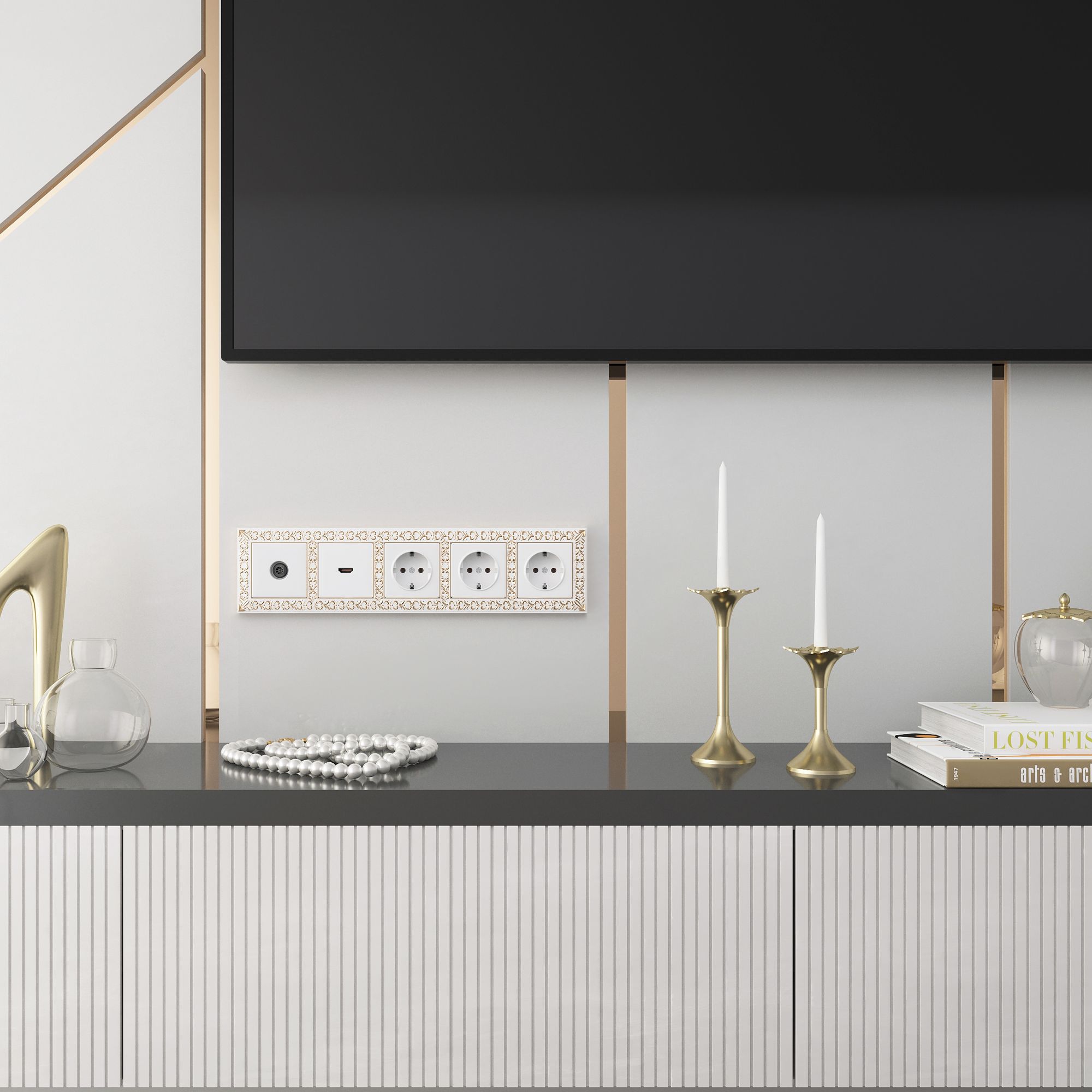 Рамка WERKEL Antik на 5 постов (белое золото) WL07-Frame-05 / W0051523 / a036752