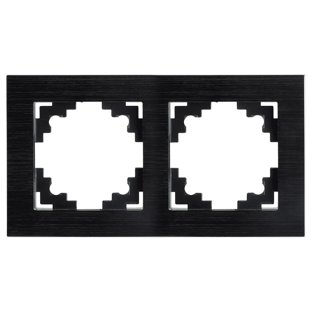 Рамка 2-местная, металл, STEKKER MFR00-7002-05, серия Катрин, черный