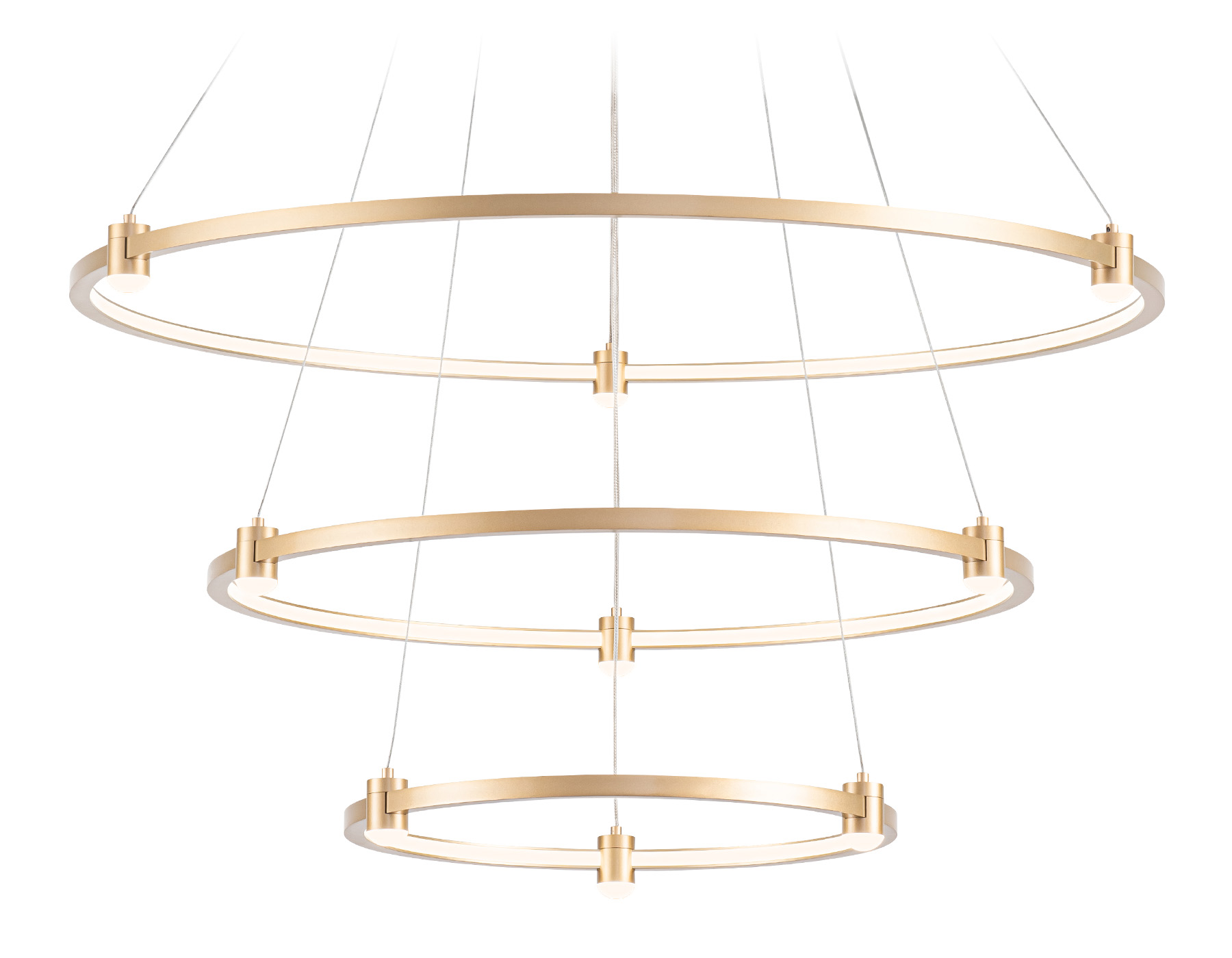 Подвесной LED светильник FL5516/3+9 GD золото 90W 3000K/4200K/6400K D800/600/400*1300 (без ПДУ)