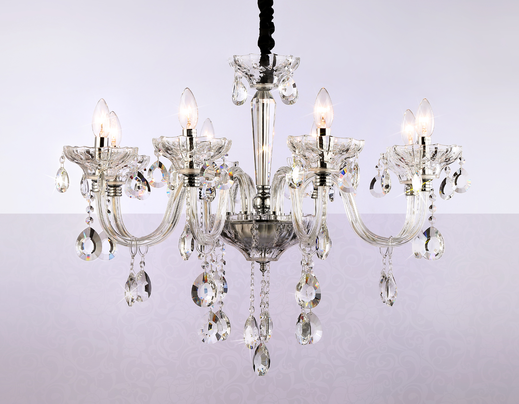 Подвесная люстра TR4906/8 CH/CL хром/прозрачный E14/8 max 40W D760*639