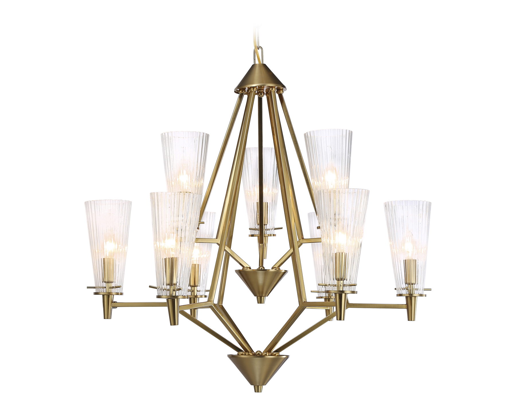 Подвесная люстра TR3233/6+3 BS/FR латунь/белый матовый E14*9 max 40W D730*720