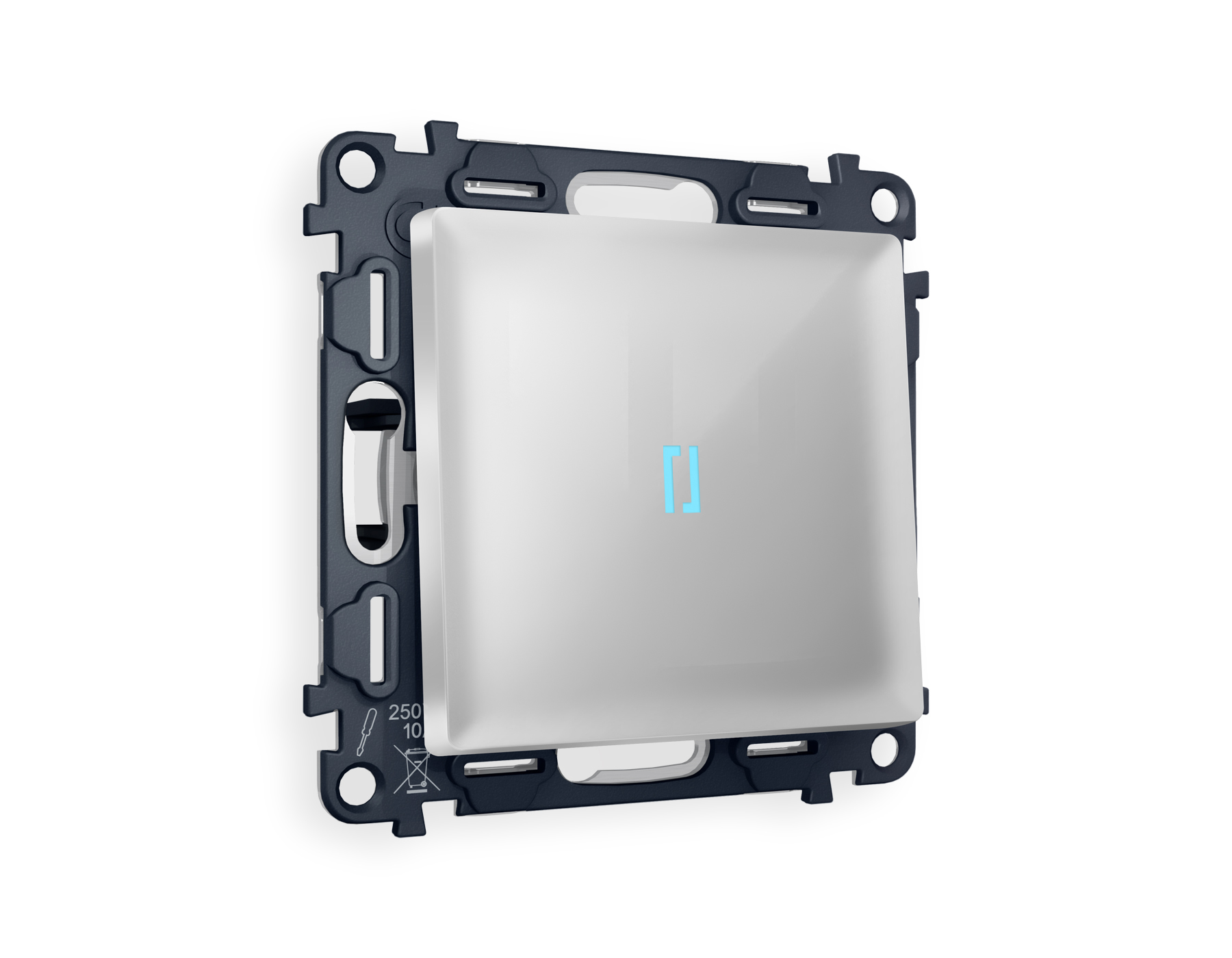 MA402040 Комплект механизма 1-кл проходного выключателя с подсветкой 10000K ALFA Серебро глянец QUANT (AP4020, VM105, G29B)