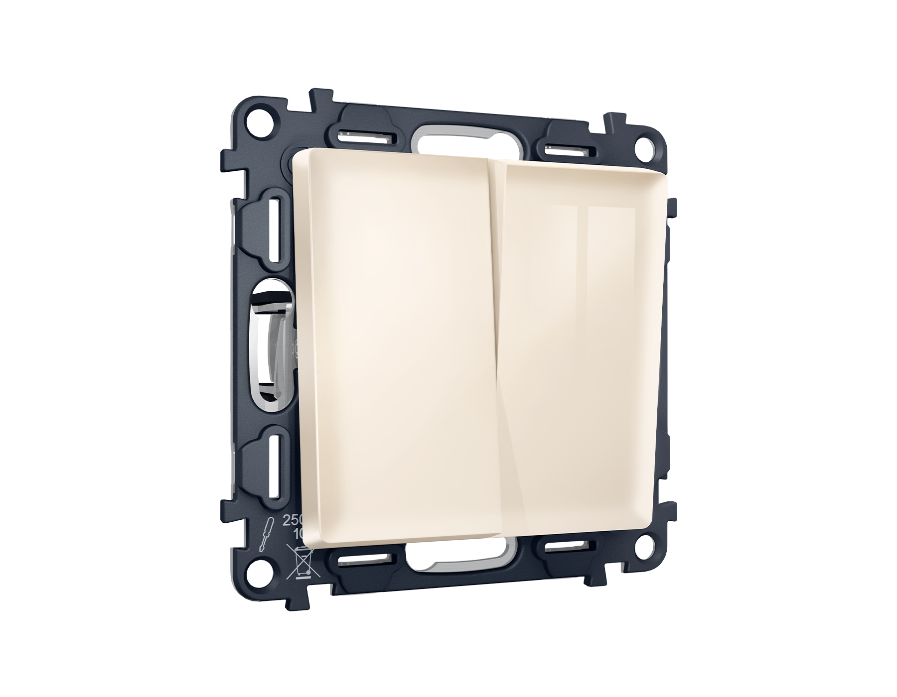 MA303020 Комплект механизма 2-кл проходного выключателя ALFA Бежевый глянец QUANT (AP3030, VM120)