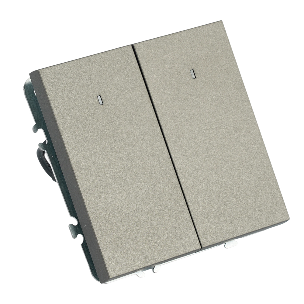 Выключатель 2-клавишный c индикатором (механизм), STEKKER, 250В, 10А, серия Эмили, RSW10-5102-09, антрацит, soft touch