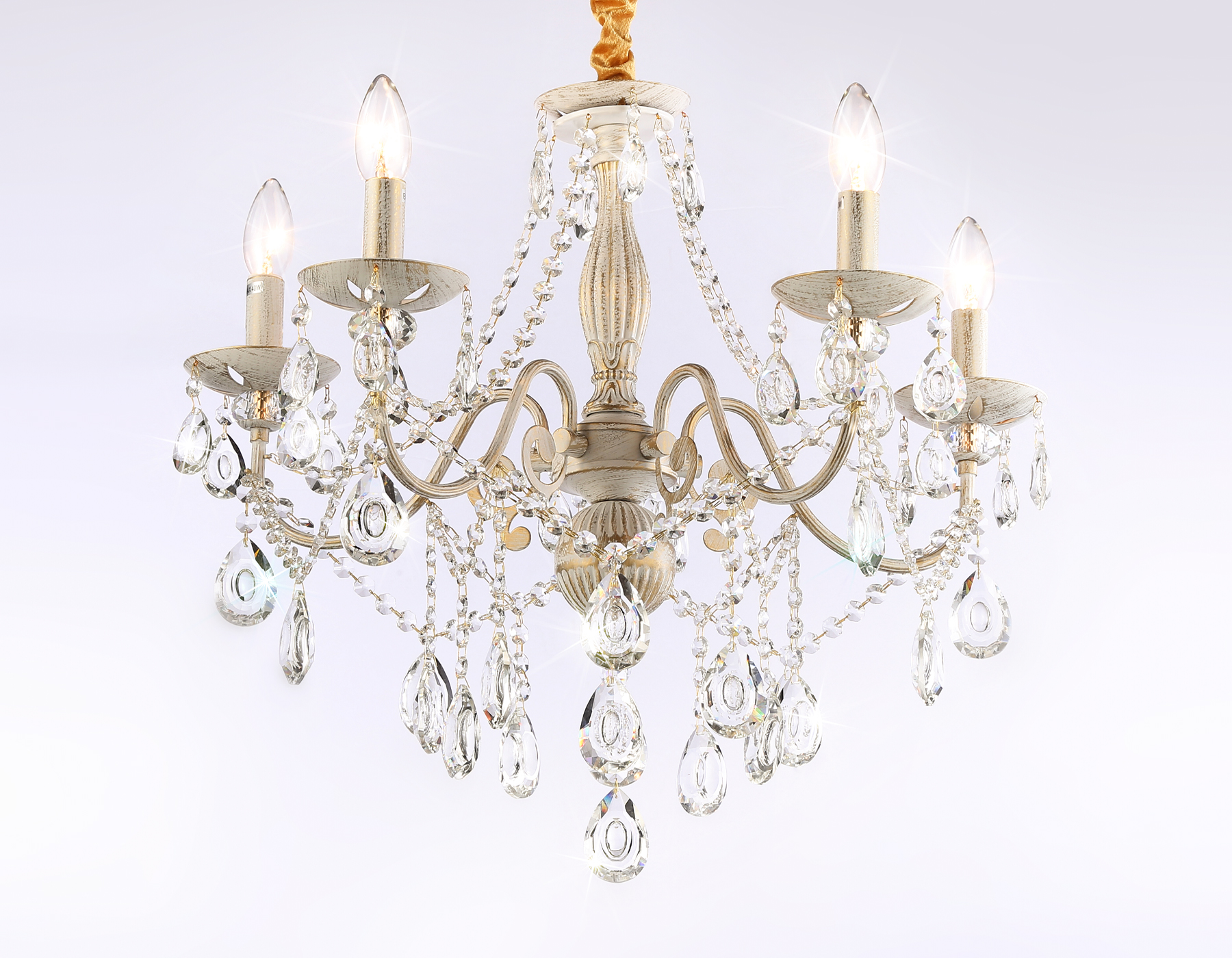 Подвесная люстра TR4944/5 WH/GD/CL белый/золото/прозрачный E14/5 max 40W D605*565