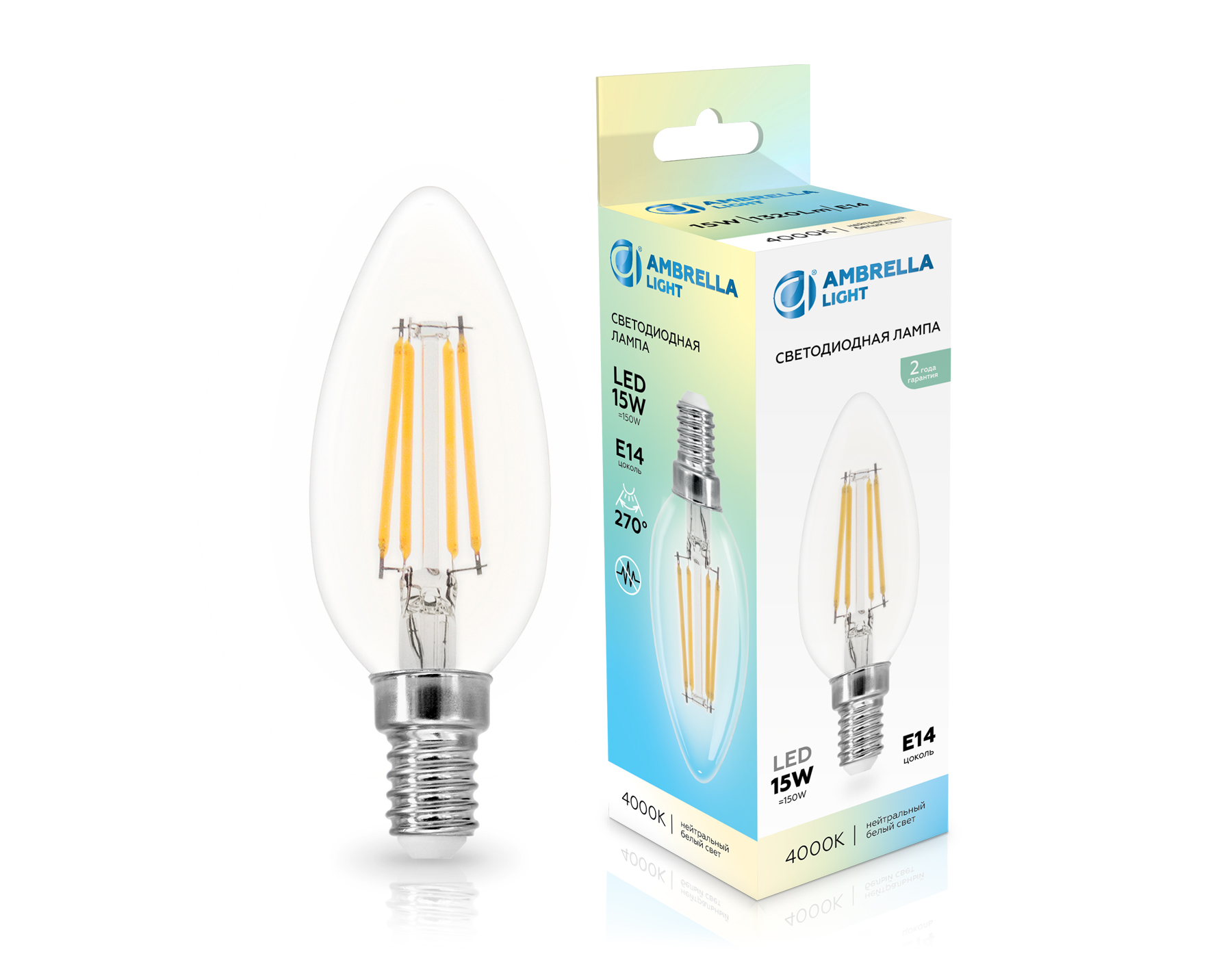351514 Filament LED C35 15W E14 4000K 220-240V 351514 Filament LED C35 15W E14 4000K 220-240V