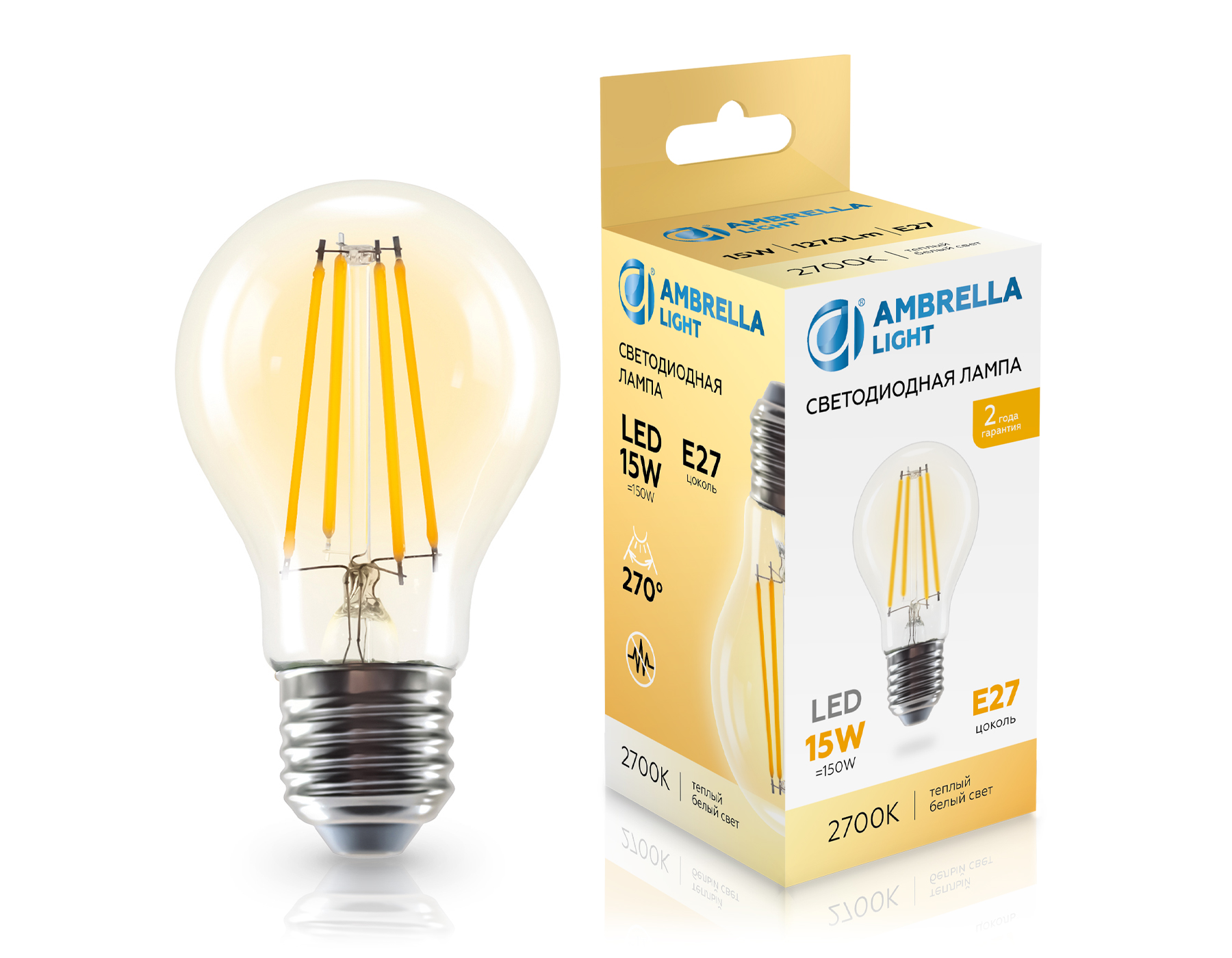 601513 Filament LED A60 15W E27 2700K 220-240V 601513 Filament LED A60 15W E27 2700K 220-240V