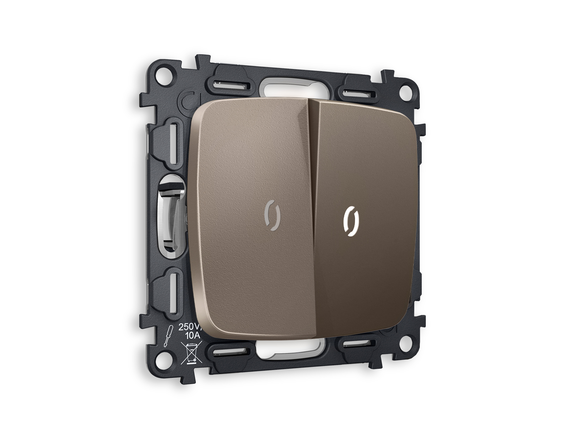 MO634035 Комплект механизма 2-кл проходного выключателя с подсветкой 5600K OMEGA Темная бронза матовый QUANT (OP6340, VM120, G25W)