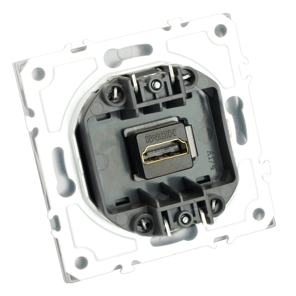 Розетка HDMI 2.0 Type A (механизм), STEKKER, серия Эмили, RST00-5118-01, белый фарфор, soft touch