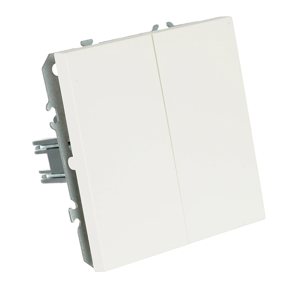 Переключатель 2-клавишный (механизм), СЗК, STEKKER, 250В, 10А, серия Эмили, RSW10-5107-01ZK, белый фарфор, soft touch