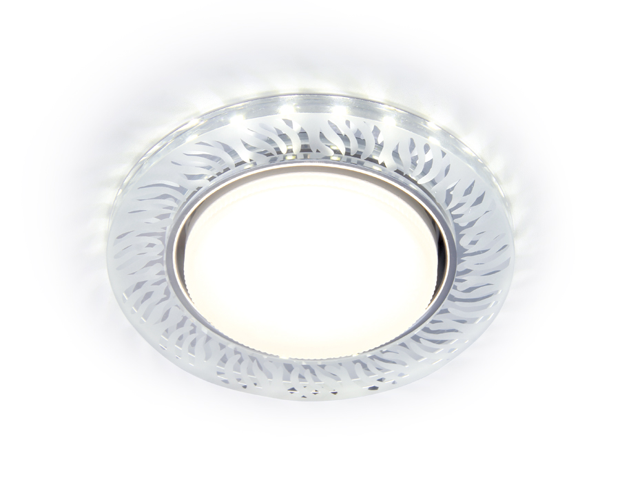 Встраиваемый точечный светильник Ambrella с LED подсветкой G224 CL/FR прозрачный/матовый GX53+3W