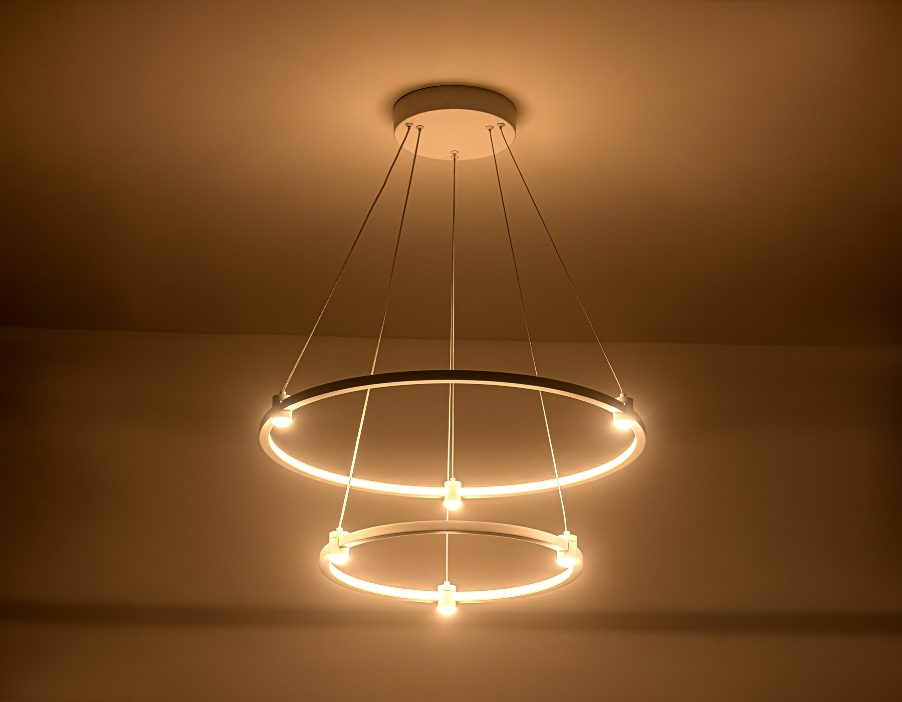 Подвесной LED светильник FL5505/2+6 WH белый 45W 3000K/4200K/6400K D600/400*1300 (без ПДУ)