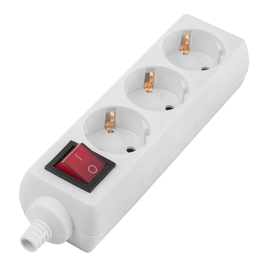 Розеточная колодка GENERAL GSB-16-3-G-S-IP20, 16А, 3 места, IP20