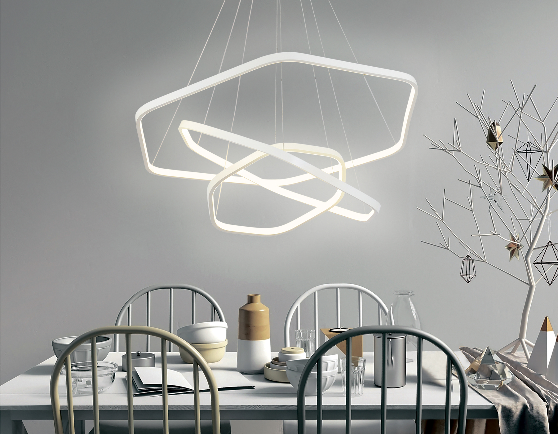 Подвесной светодиодный светильник Ambrella FL365/3 WH белый 88W 4200K D400/600/800*1200 (без ПДУ)