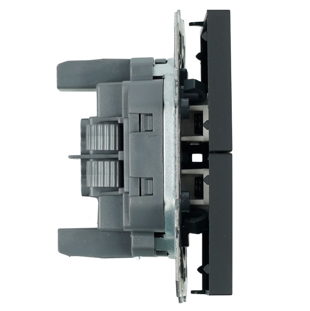 Выключатель 2-клавишный (механизм), СЗК, STEKKER, 250В, 10А, серия Эмили, RSW10-5104-05ZK, черный уголь, soft touch