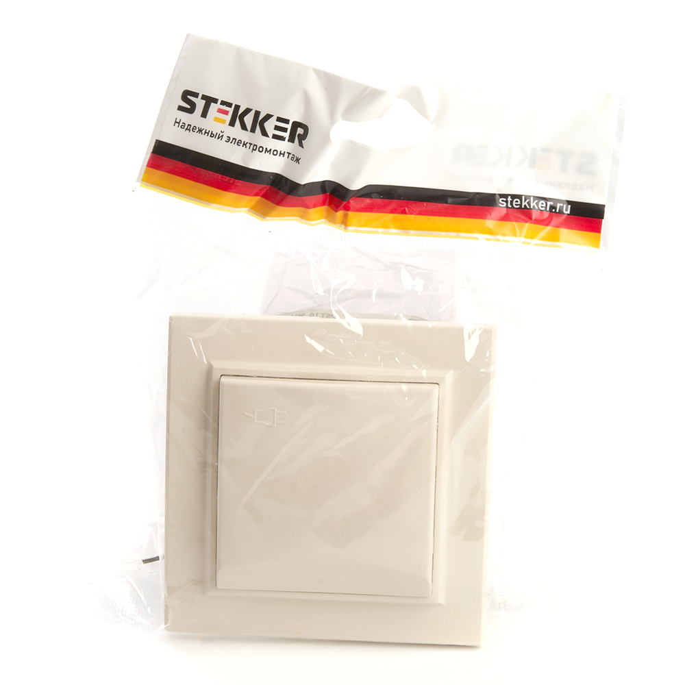Розетка 1-местная STEKKER, PST16-9012-02 220В,16А,серия Эрна,слоновая кость, 39238