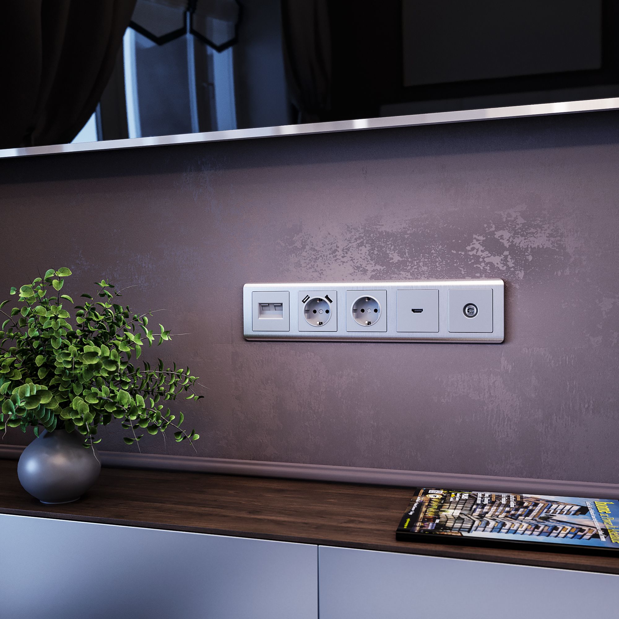 Рамка WERKEL Stream на 5 постов (серебряный) WL12-Frame-05 / W0052106 / a034330