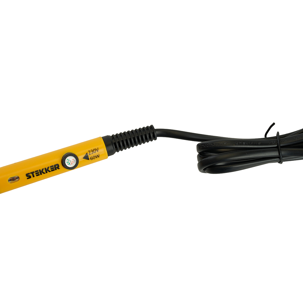 Паяльник с регулировкой температуры до500С с керам.нагревателем,60Вт,долговечное жало,230В, STEKKER PLE602-60