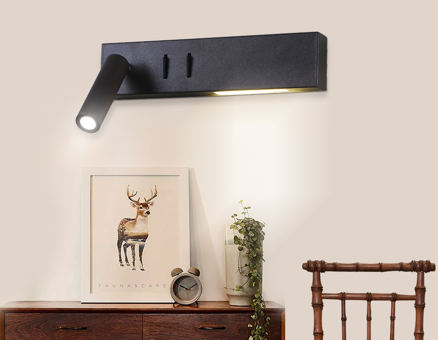 Настенный светодиодный светильник с выключателем Ambrella FW286 SCF кофе песок LED 4200K 3W+3W 260*50*65