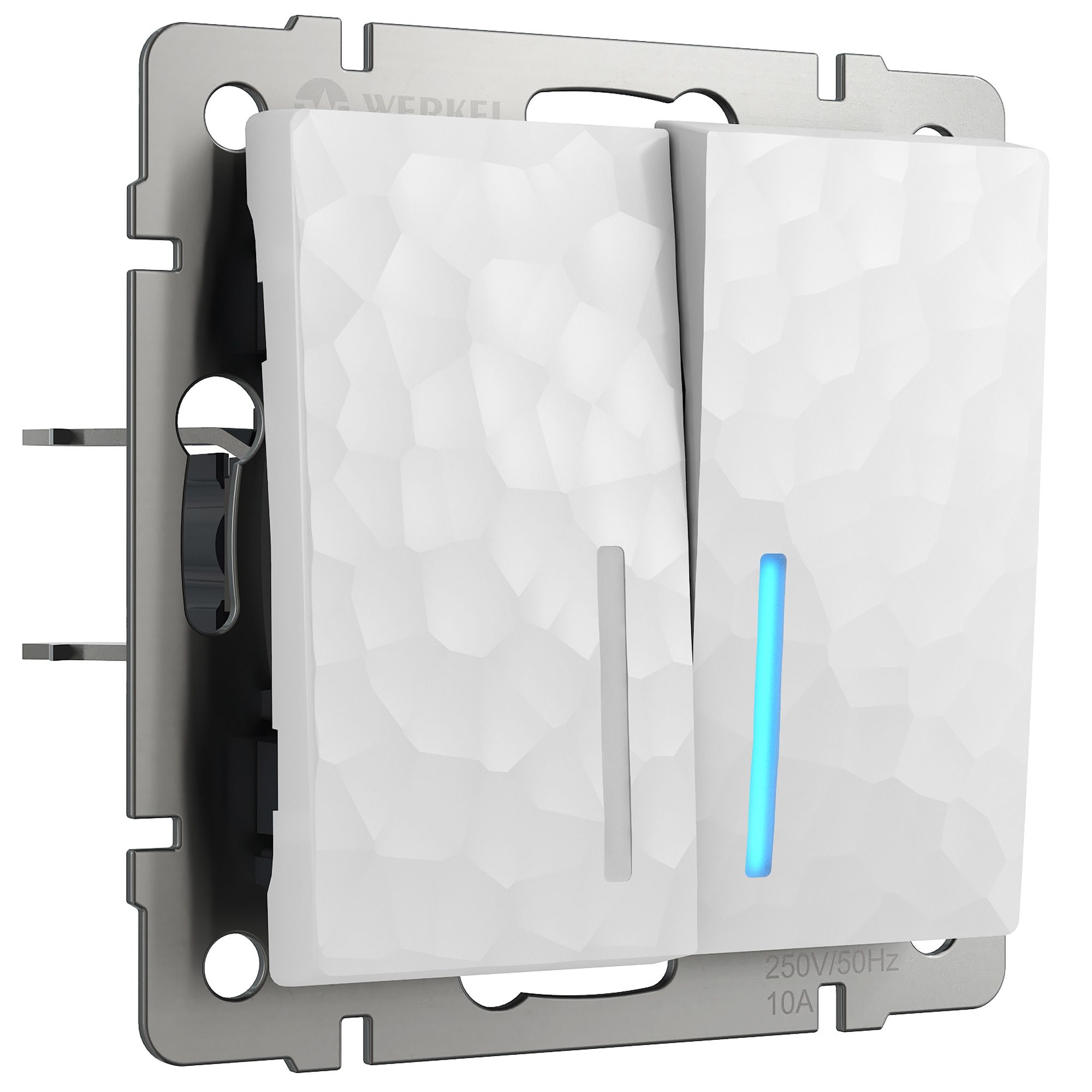 Выключатель двухклавишный с подсветкой Werkel Hammer (белый) / W1220101 / a052034