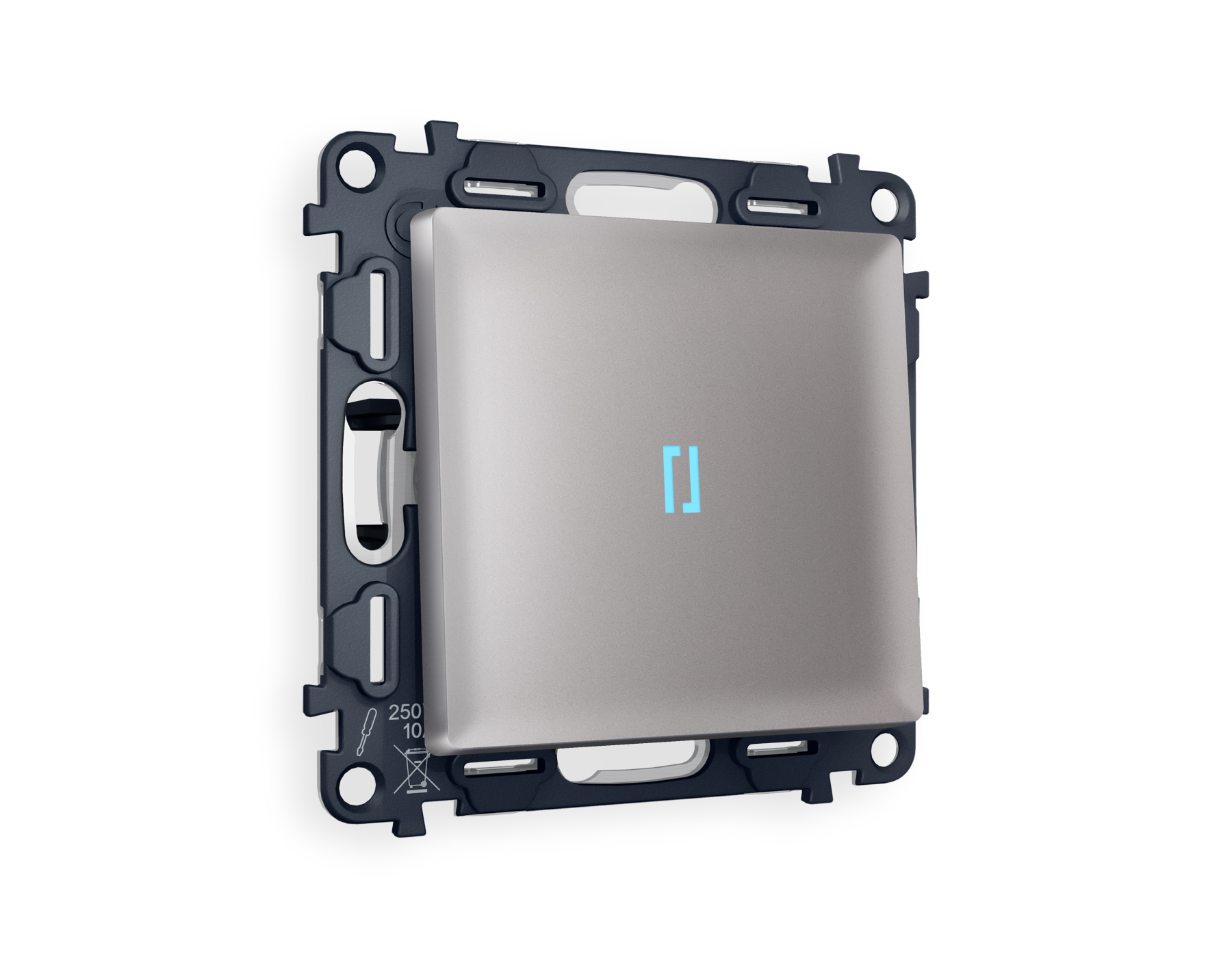 MA502020 Комплект механизма 1-кл выключателя с подсветкой 10000K ALFA Сталь матовый QUANT (AP5020, VM101, G17B)