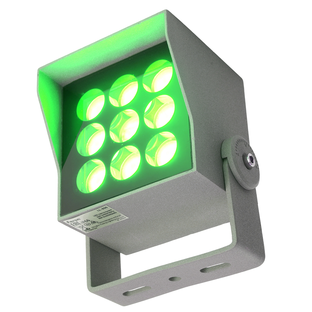 Светодиодный светильник ландшафтно-архитектурный Feron LL-896  AC220-240 9W зеленый IP66 квадрат