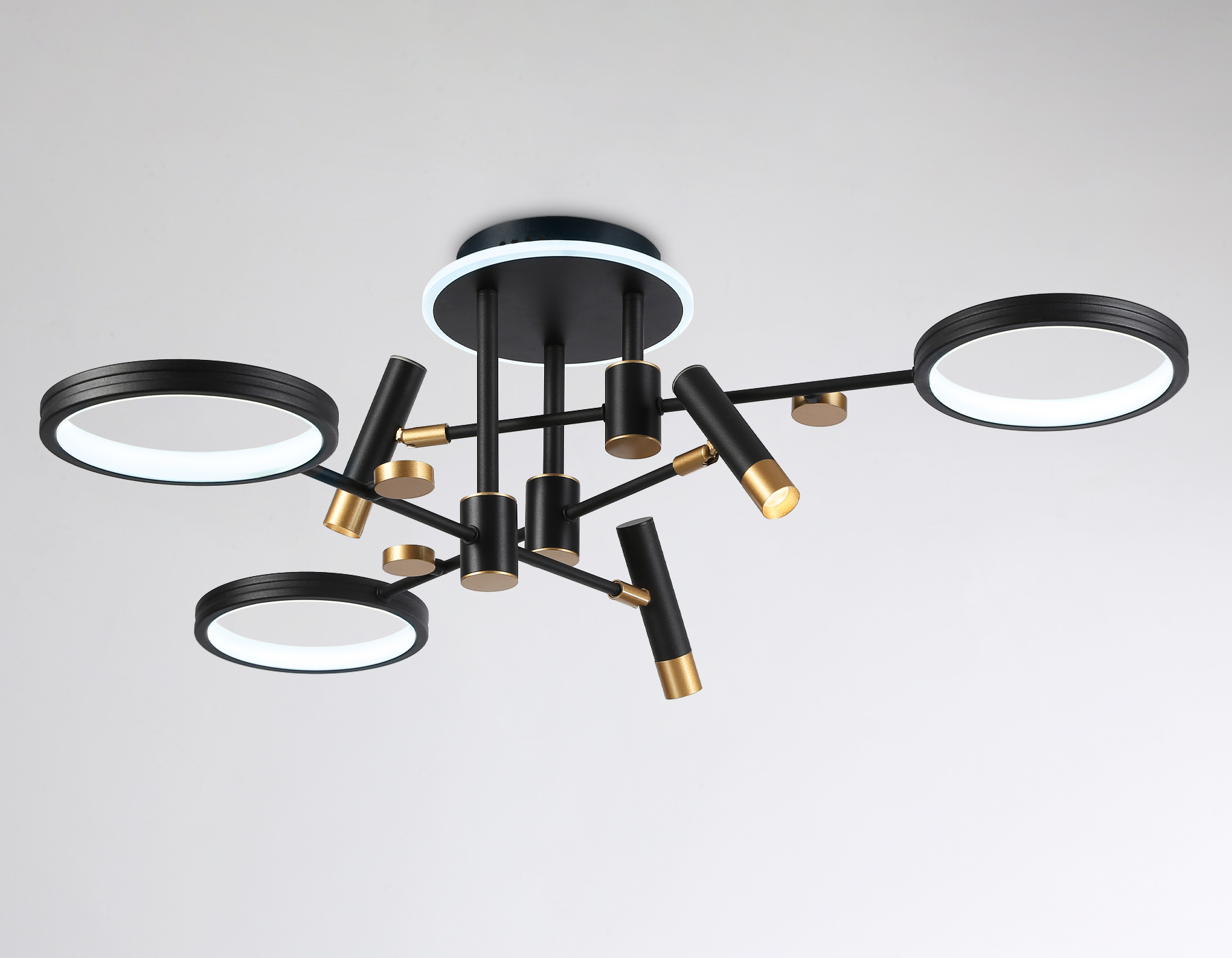 FL51647/3+3 BK/GD черный/золото 76W 3000K-6400K D700*300 (ПДУ ИК)