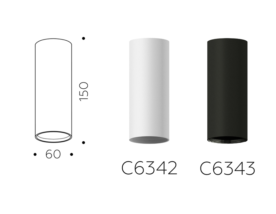 Корпус светильника накладной Ambrella C6355 SWH белый песок D60*H200mm MR16 GU5.3 для насадок D60mm