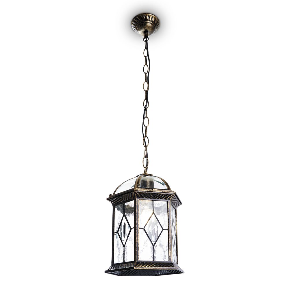 Светильник садово-парковый Feron PL134 шестигранный на цепочке 60W E27 230V, черное золото Светильник садово-парковый Feron PL134 шестигранный на цепочке 60W E27 230V, черное золото